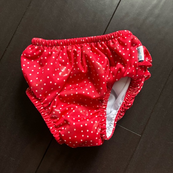 IPlay baby girl red polka dot ruffle swim diaper size 34M EUC - Picture 2 of 4